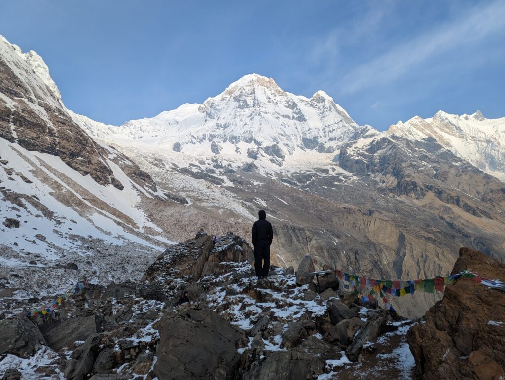 View of Annapurna South (7219 m) from ABC